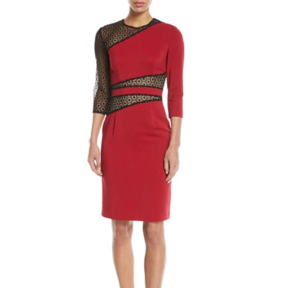 Naeem khan Mesh Inset sheath Knee length Dress - Picture 1 of 5